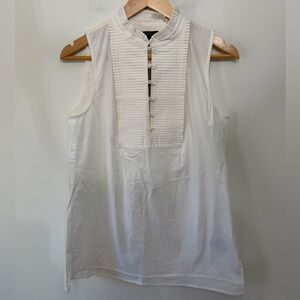 NWT J. Crew Popover Tuxedo Top Blouse Shirt White Sleeveless Workwear Womens 4